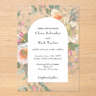 Boho Botanical Artist Sketch Garden Wedding Acryleinladungen