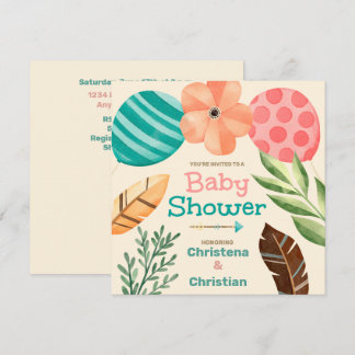 Boho Botanical Baby Shower Einladung
