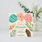 Boho Botanical Baby Shower Einladung (Stehend Vorderseite)
