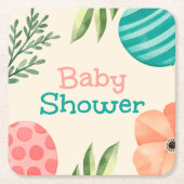 Boho Botanical Baby Shower Rechteckiger Pappuntersetzer (Vorderseite)