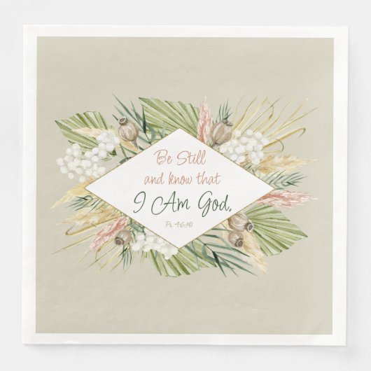 Boho Botanical 'Be Still & Know' Bibel Verse Serviette (Vorderseite)