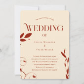 Boho Botanical Beige Wedding Einladung (Vorderseite)