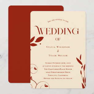 Boho Botanical Beige Wedding Einladung