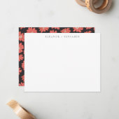Boho Botanical Black Red Personalisiert Stationery Mitteilungskarte (Vorderseite/Rückseite Beispiel)