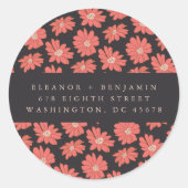 Boho Botanical Black Red Wedding Rücksendeadresse Runder Aufkleber (Vorderseite)