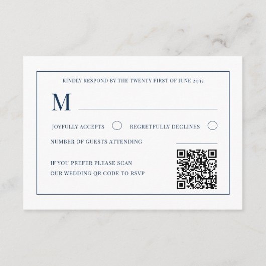 Boho Botanical Blue & White Wedding RSVP Begleitkarte (Rückseite)