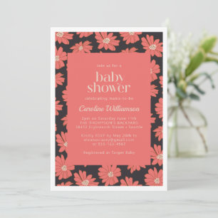 Boho Botanical Blume Navy Red Baby Shower Einladung
