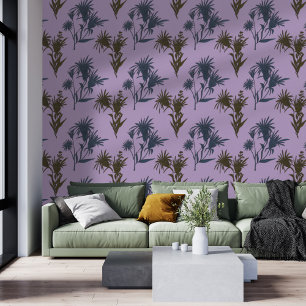 Boho Botanical Blume Pattern Lavender Tapete