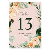 Boho Botanical Blush Pink Greenery Bloral Custom Tischnummer (Vorderseite)