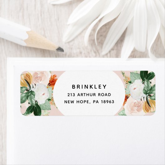 Boho Botanical Blush Pink Rücksendeadresse (Insitu)