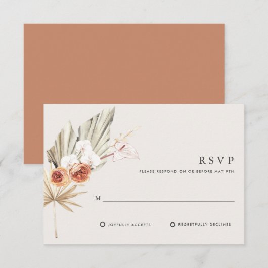 Boho Botanical Bohemisch Floral Wedding RSVP Karte (Vorne/Hinten)