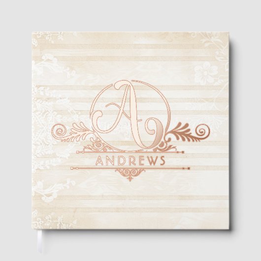 Boho Botanical Custom Monogram Wedding Gästebuch (Vorderseite)