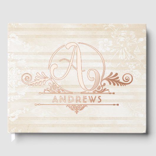 Boho Botanical Custom Monogram Wedding Gästebuch (Vorderseite)