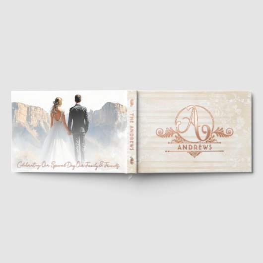 Boho Botanical Custom Monogram Wedding Gästebuch (Voll)