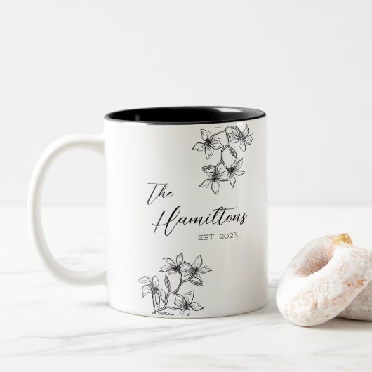 Boho Botanical Custom Wedding Zweifarbige Tasse (Mit Donut)