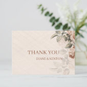 Boho Botanical Details Rustic Terracotta Thank You RSVP Karte (Stehend Vorderseite)