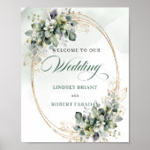 Boho Botanical Dusty Green Tischdeko Hochzeitsempf Poster (Vorne)