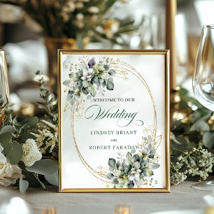 Boho Botanical Dusty Green Tischdeko Hochzeitsempf Poster