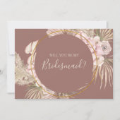 Boho Botanical Dusty Rose Bridesmaid Vorschlag Car Einladung (Vorderseite)