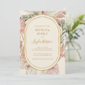 Boho Botanical Dusty Rose Brunch und Brause Dusche Einladung (Stehend Vorderseite)