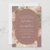 Boho Botanical | Dusty Rose Traditionelle Hochzeit Einladung (Vorderseite)