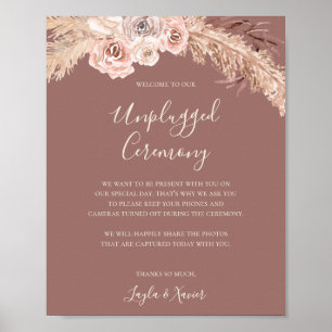 Boho Botanical Dusty Rose Unplugged Zeremonie Poster