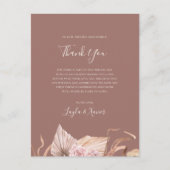 Boho Botanical Dusty Rose Vielen Dank Empfang Card Postkarte (Vorderseite)