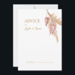 Boho Botanical | Dusty Rose Wedding Advice Card Hinweiskarte<br><div class="desc">Boho botanisch | Hochzeitsratenkarte für staubige Rose ist perfekt für Ihre elegante rustikale Blütenhochzeit, Grün, Pfirsich, Rose Gold Hochzeit. Das Design besticht durch einen goldenen Rahmen oder ein Bouquet mit modernen, rosafarbenen Pampasgras, einfachem Salbei, Elfenbein, Champagner-Palmenblättern und klassischem Strandgrün. Die Blume können rosa Rose und Orchideen enthalten. Das Design ist...</div>