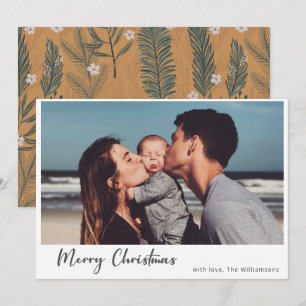 Boho Botanical Einfache Schrift Merry Christmas Fo Feiertagskarte