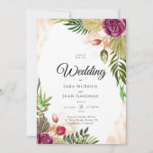 Boho Botanical Elegance Wedding Invitation Einladung (Vorderseite)