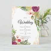 Boho Botanical Elegance Wedding Invitation Einladung (Stehend Vorderseite)