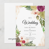 Boho Botanical Elegance Wedding Invitation Einladung (Vorne/Hinten)