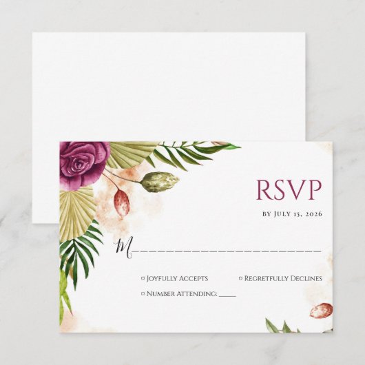Boho Botanical Elegance Wedding RSVP Card (Vorne/Hinten)