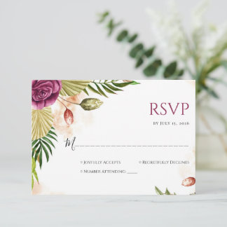 Boho Botanical Elegance Wedding RSVP Card Karte