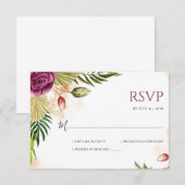 Boho Botanical Elegance Wedding RSVP Card Karte (Vorne/Hinten)