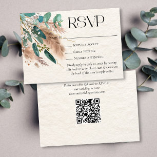 Boho Botanical Eukalyptus Greenery Pampas Grass RSVP Karte