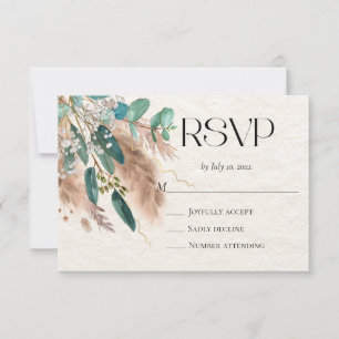 Boho Botanical Eukalyptus Greenery Pampas Grass RSVP Karte