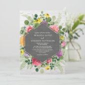 Boho Botanical Floral Geometric Brick Wedding Einladung (Stehend Vorderseite)