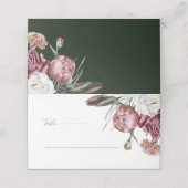 Boho Botanical Floral Green Wedding Table Platzkarte (Außenseite Aufgefaltet)