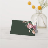 Boho Botanical Floral Green Wedding Table Platzkarte (Rückseite)