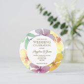 Boho Botanical Floral Lila Wedding Einladung (Stehend Vorderseite)