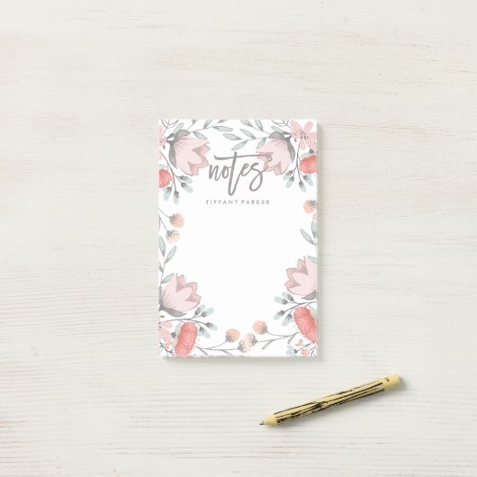 Boho Botanical Floral Notes Post-it Klebezettel (Auf Schreibtisch)