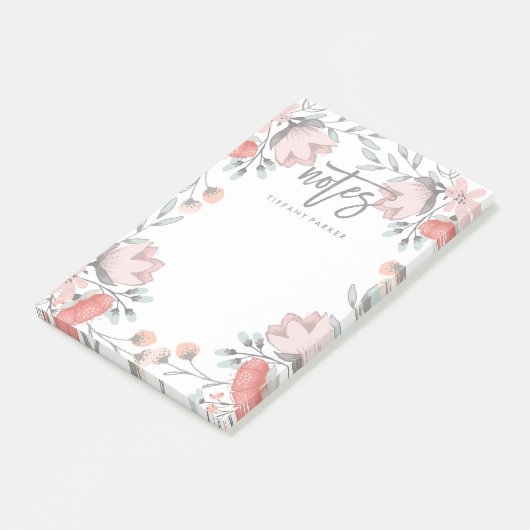 Boho Botanical Floral Notes Post-it Klebezettel (angewinkelt)