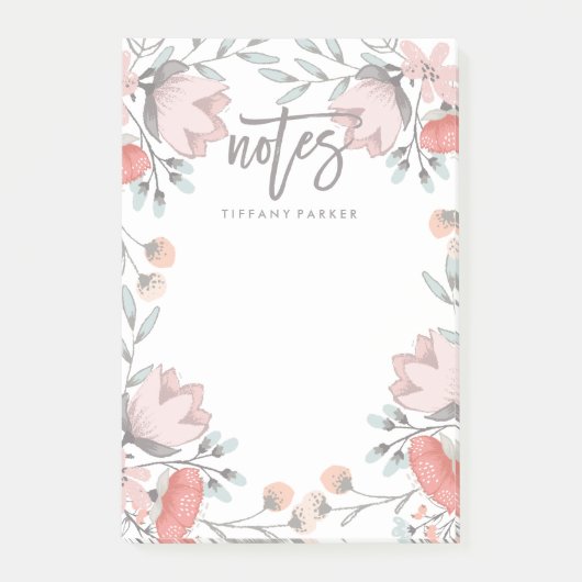 Boho Botanical Floral Notes Post-it Klebezettel (Vorderseite)