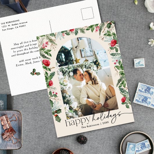 Boho Botanical Foliage Arch 1 Foto Postkarte