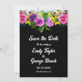 Boho Botanical Garden Black Floral Wedding Save The Date (Vorderseite)