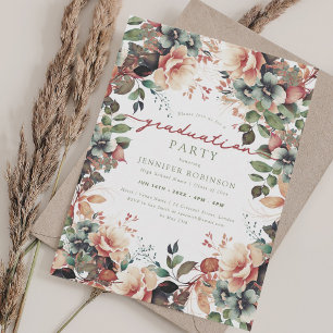 Boho Botanical Garden Floral Graduation Party Einladung