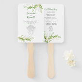 Boho Botanical Green Watercolor-Blätter Fächer (Vorne und Hinten)