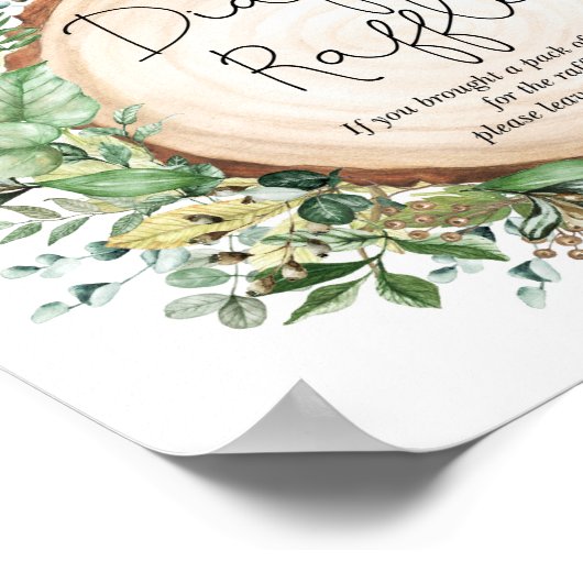 Boho Botanical Greenerenery Diaper Raffle Baby Dus Poster (Ecke)