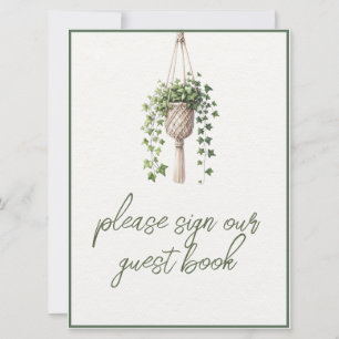 Boho Botanical Greenerenery Wedding Gästebuchssign